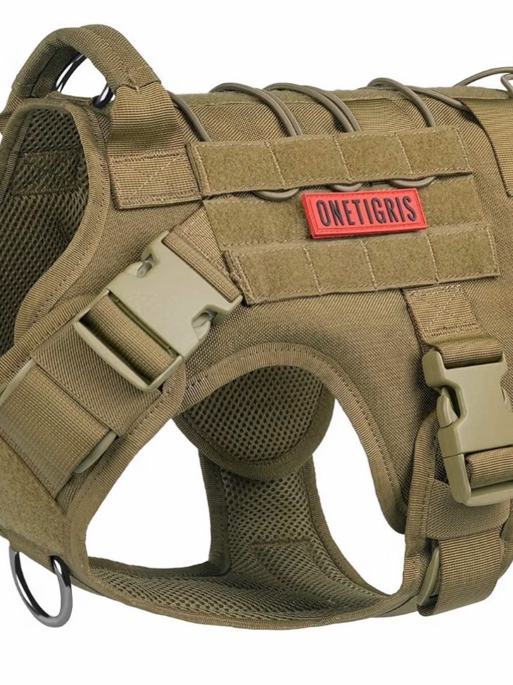 One Tigris Olive Tactical Dog Harness - Heavy Duty Walking Vest